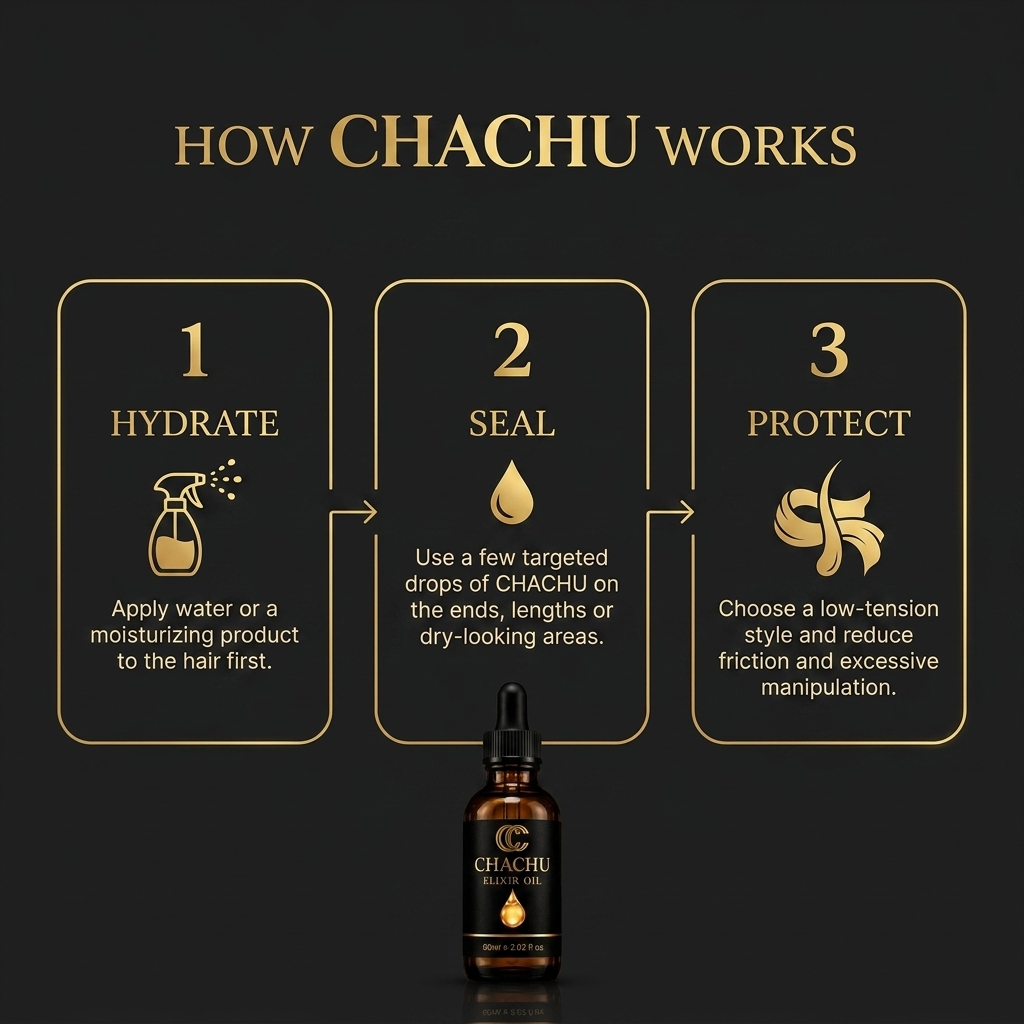 Chachu Elixir Oil: keep your length